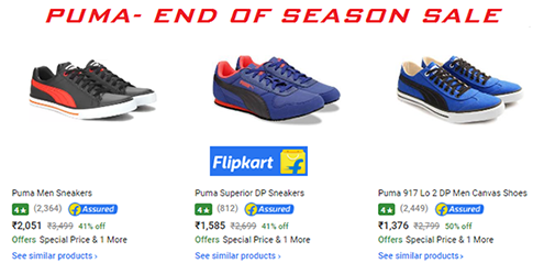 PUMA Shoes End Of Season Sale- FlipKart 